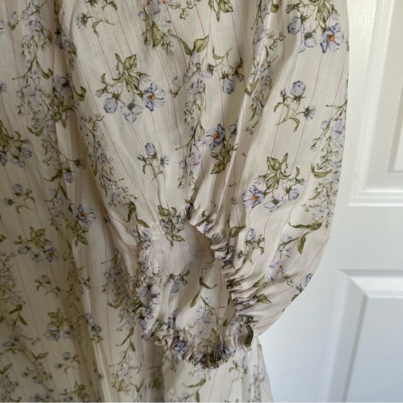 NWT H&M X Brock Collection Large White Floral Babydoll Mini Dress Cottage Core L - Picture 7 of 9